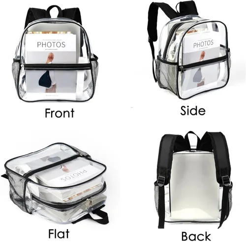 Miniatura 8 de Keepcross Mochila transparente aprobada para estadios de 12 x 6 x 12 pulgadas, mini bolsa transparente para eventos en estadios, eventos deportivos