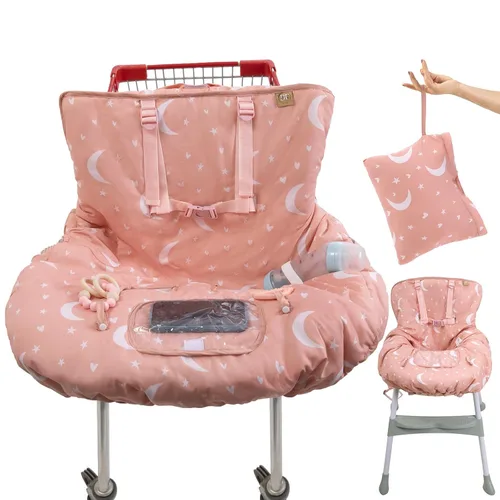 Miniatura 9 de Funda para carrito de compras y silla alta 2 en 1, resistente al agua, acolchado, con bolsa para teléfono, bucles para juguetes y protección