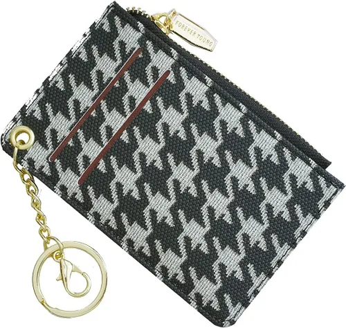 Miniatura 28 de Carteras pequeñas para mujer, tarjetero de piel delgado, cartera de monedas con llavero