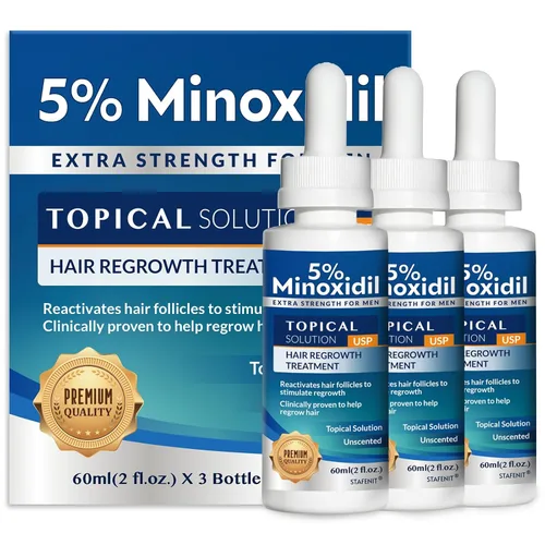 Minoxidil al 5% para Crecimiento del Cabello para Hombres y Mujeres: Suero de Tratamiento de Regeneración de Barba Extra Fuerte con Minoxidil y