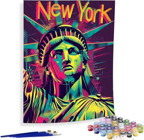 Miniatura 12 de Diymood Pintura por números para adultos, Navidad, pintura al óleo de muñeco de nieve, kits de pintura acrílica por números para niños, adultos