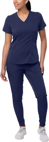 Adar Pro - Conjunto médico moderno para mujer - Camiseta médica moderna con cuello en V y pantalón médico, pantalón de yoga