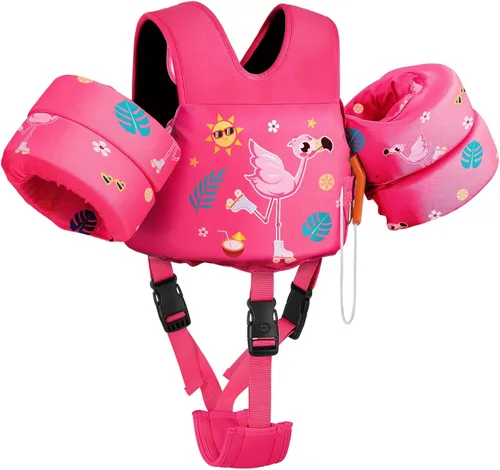 Miniatura 18 de MoKo - Chaleco de natación para niños pequeños de 6.8 a 25.4 kg, con alas de natación para charco, con correa para la entrepierna, alas de natación