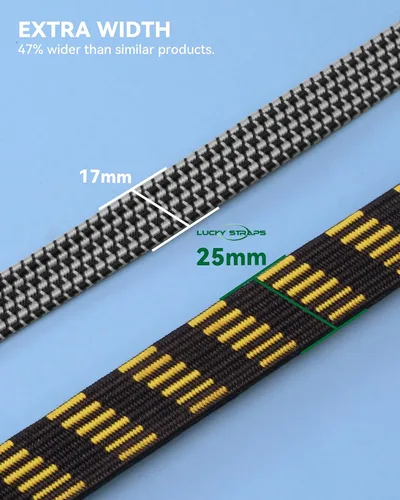 Miniatura 7 de 6 cuerdas elásticas planas ajustables de 40 pulgadas con resistencia máxima a la rotura de 200 libras y hebilla de metal fácil de ajustar, correas