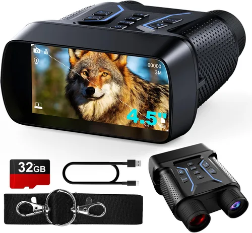 Gafas de visión nocturna, binoculares de visión nocturna de 4K UHD con video e imagen de 36MP, pantalla de 4.5", batería recargable de 4500mAh,