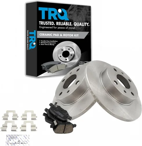 Miniatura 56 de TRQ Kit de rotor de freno trasero y pastillas de cerámica Posi premium compatible con camioneta Chevy GMC