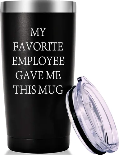 AMZUShome Taza de viaje con texto en inglés "My Favorite Employee Gave Me This Travel", regalos para el día del jefe, regalos de oficina.