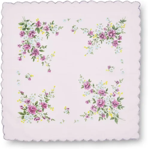 Miniatura 3 de GB - Pañuelos 100 algodón para mujer surtidos con borde ondulado y estampado floral 12 piezas