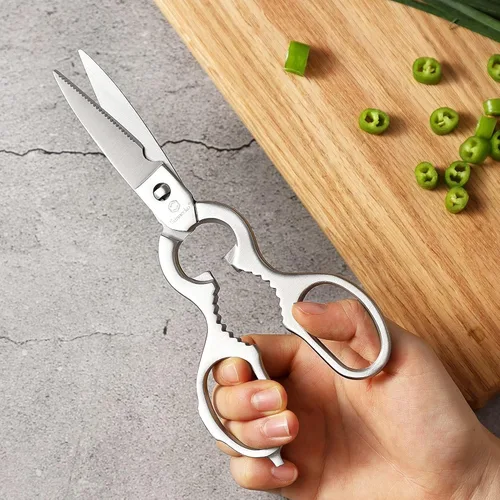 Miniatura 7 de Sunnecko Tijeras de cocina resistentes, tijeras de cocina de acero inoxidable, tijeras de aves de corral micro dentadas ultra afiladas, tijeras