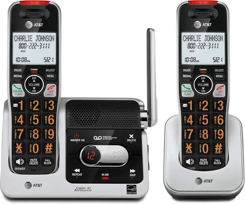 Miniatura 16 de AT&T BL102-2 DECT 6.0 - Juego de 2 teléfonos inalámbricos para el hogar con contestador
