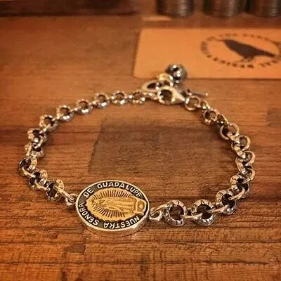 Miniatura 2 de Christian Decor Raven S925 - Pulsera de plata de ley americana de la Virgen María, suministros religiosos