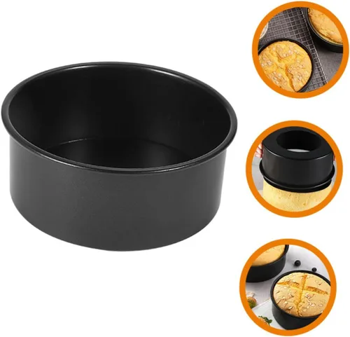 Miniatura 7 de Kichvoe Molde redondo de acero inoxidable, negro, 12 pulgadas
