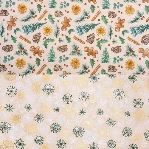 Miniatura 6 de RUSPEPA Reversible Christmas Wrapping Paper Roll, Mini Roll, Gingerbread Pinecone and Snowflake Design Gift Wrap for Christmas Presents, Winter