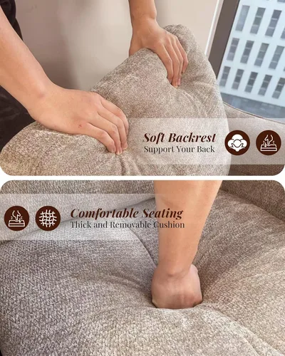 Miniatura 9 de LEVELEVE Silla con brazo Accent – marrón claro, silla de lectura cómoda tapizada para sala de estar, dormitorio, apartamento, sala de espera