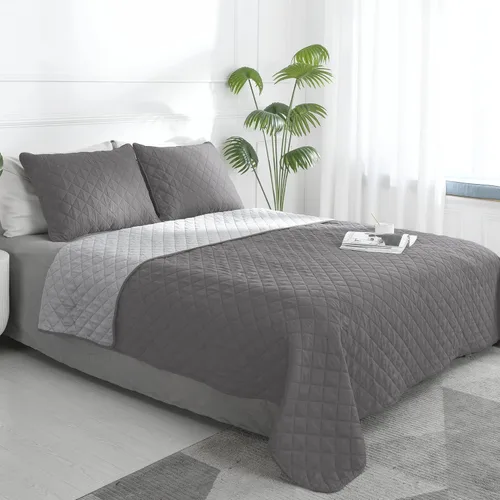 Easy-Going - Juego de edredón reversible tamaño Queen Plus con 1 edredón y 2 fundas de almohada, colcha de cama suave, microfibra ligera resistente