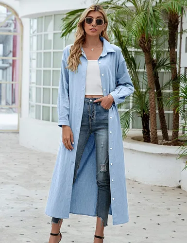 Miniatura 2 de Sopliagon - Vestido de algodón y lino para mujer estilo casual suelto vestido largo
