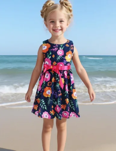 Miniatura 308 de Vestido de verano para niña, de algodón, con diseño floral