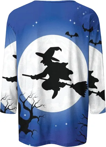 Miniatura 4 de 34 Sleeve Halloween Shirts for Women Cute Round Neck T-Shirt Tops Loose Graphic Tee 2023 Fashion Fall Clothes