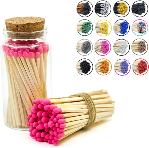Miniatura 33 de Chandler Studio Fósforos en un frasco Más de 60 cerillas Fósforos decorativos con almohadilla de encendido Encendedor de velas largo