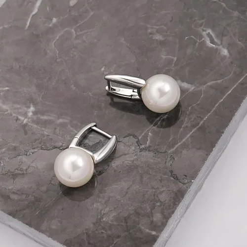 Miniatura 33 de Aretes colgantes de plata de ley 925 seleccionados a mano AAA+ de 7.5 a 0.315 in con perlas cultivadas de agua dulce blancas para mujer