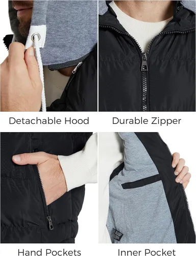 Miniatura 5 de ZSHOW - Chaleco de invierno con capucha extraíble y acolchado para hombre
