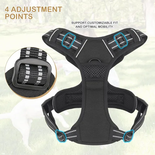 Miniatura 6 de MoNiBloom Arnés reflectante para perro, arnés de chaleco sin tirones con asa, arnés ajustable y acolchado suave para mascotas para perros grandes
