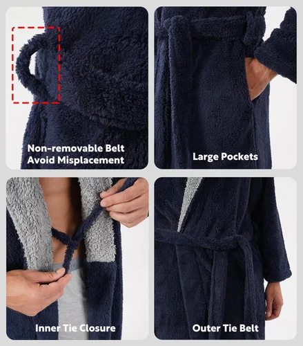 Miniatura 4 de DAVID ARCHY - Bata larga de vellón suave para hombre