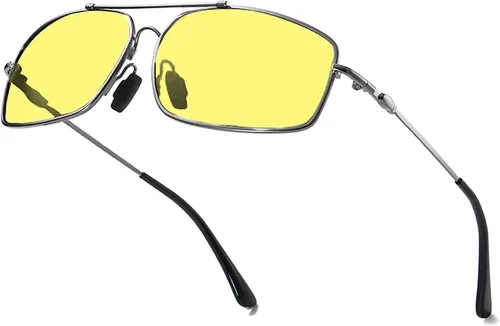 Miniatura 6 de laureles Gafas de sol polarizadas con marco piloto completo para hombre, estilo vintage, conducción de lectura, UV400 Gris