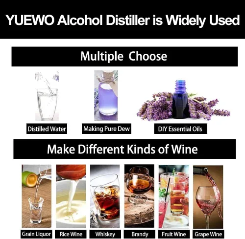 Miniatura 5 de YUEWO Calefacción eléctrica de 110 V, destilador automático de agua sin alcohol, barril de whisky, kit de fabricación de vino para encimera casera