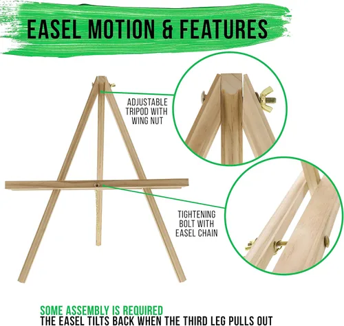 Miniatura 3 de U.S. Art Supply Caballete de mesa de madera natural de 16 pulgadas (paquete de 4) – Soporte de lona ajustable con marco en A para pintar fiestas