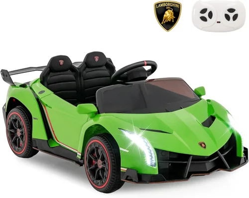 Miniatura 9 de Costzon - Automóvil de paseo Lamborghini con licencia, vehículo deportivo 4WD con batería de 12 V, control remoto, 3 velocidades, puertas Verde