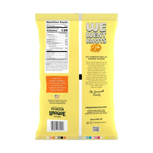 Miniatura 2 de Unique Snacks Puff Knots, sabor a queso cheddar audaz y sabroso con un divertido crujido de pretzel, aperitivos sin gluten, 4.8 onzas, bolsa