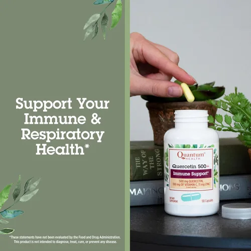 Miniatura 7 de Quantum Health Quercetin+ 500mg Potente suplemento de apoyo inmunológico con zinc 11 mg y vitamina C 100 mg – Complejo de refuerzo de inmunidad