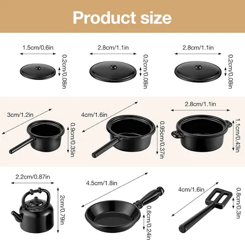 Miniatura 2 de Sumind Juego de 20 piezas de cocina en miniatura para casa de muñecas, ollas y sartenes a escala 1/12, utensilios de cocina de metal en miniatura