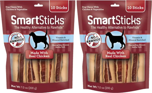Miniatura 11 de SmartBones - SmartSticks, Premia a tu perro con un masticable sin piel cruda hecho con pollo real y verduras, 10 palitos