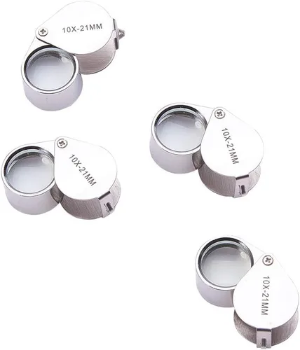 Miniatura 12 de Othmro 2 lupas Jewelers de 10 unidades, diámetro de 0.83 pulgadas, lupa de joyería iluminada de metal, lupa plegable de bolsillo, mini microscopio