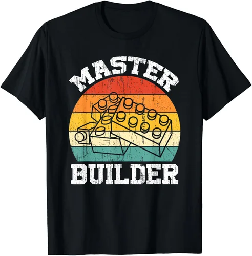Miniatura 2 de Master Builder Kids Building Blocks Brick Toy Master Builder Camiseta, Negro