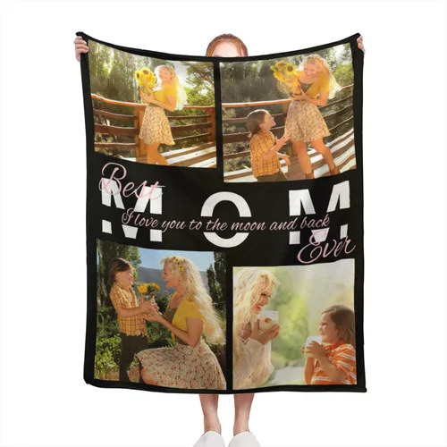 Miniatura 23 de Manta personalizada con texto de fotos, manta personalizada con mis propias fotos, manta conmemorativa personalizada para madres para mamá, papá