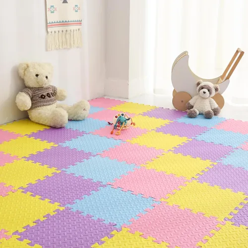 Miniatura 26 de Tapete de juego de espuma para bebé, tapete entrelazado de 0.4 pulgadas de grosor con colores sólidos, tapete de juego suave y no tóxico, tapete