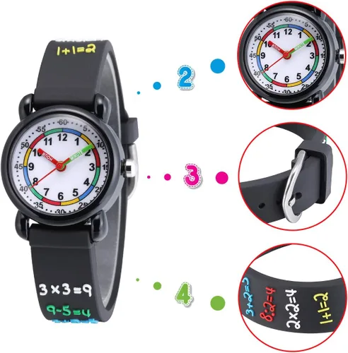 Miniatura 2 de Jewtme Lindos relojes para niños pequeños de 3 a 8 años, reloj analógico de dibujos animados con banda de silicona 3D para niñas y niños pequeños