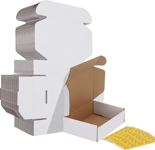 Miniatura 19 de HORLIMER - Cajas de envío pequeñas de 7x5x2, conjunto de 50, caja de cartón corrugado blanca para envío de correspondencia