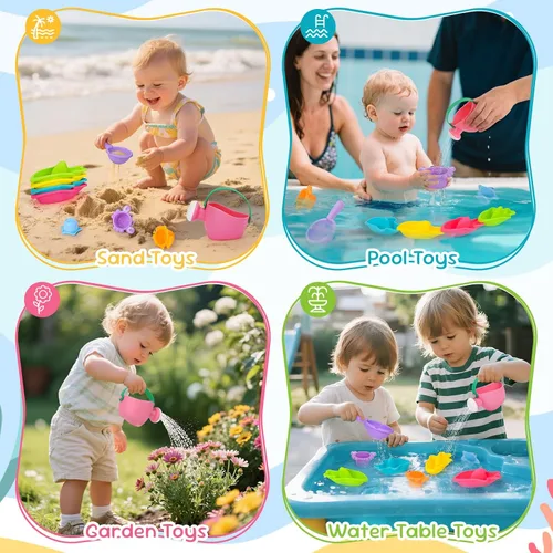 Miniatura 7 de Fajiabao Juguetes de baño para bebés de 1 a 3 años, juguetes de baño sin moho para bañera de 2 a 4 años, juguetes de agua para niñas de 1 año o más