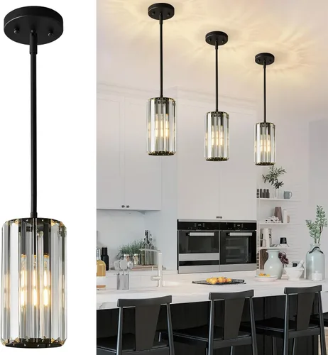 Miniatura 21 de Iluminación colgante dorada moderna mini candelabros de cristal, lámpara colgante ajustable para cocina, isla, comedor, pasillo, dormitorio
