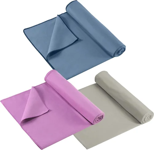 Miniatura 12 de Breling Paquete de 3 toallas de 26 x 73 pulgadas para esterilla de yoga caliente, antideslizante, para gimnasio, absorbente de sudor, toalla