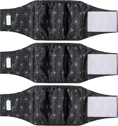 Miniatura 18 de Pañales para perro macho Wegreeco, lavables (paquete de 2), envoltorio para vientre lavable para perro macho, multicolor/fantasía (JEANS)