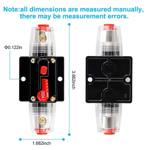Miniatura 2 de Interruptor de circuito de 100 amperios para audio, portafusibles de 12 V-24 V CC, interruptor de circuito de 20-300 A, interruptor de circuito