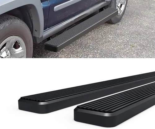 Miniatura 4 de HD Ridez Estribo de acero inoxidable de 5 pulgadas, color negro, compatible con Jeep Liberty 2002-2007 de 4 puertas