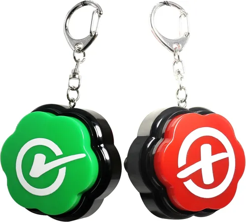 Miniatura 10 de Yes No Sound Buzzers, botones portátiles de llavero con sonido, juego de 2 zumbadores de respuesta, zumbadores para espectáculos de juegos Sí No