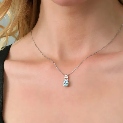 Miniatura 94 de Gem Stone King Collar de plata de ley 925 con piedra natal ovalada de 0.354 x 0.276 in Collar con colgante solitario para mujer Con cadena