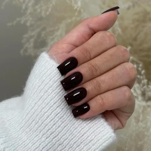Miniatura 13 de KQueenest 30 PIEZAS Uñas Postizas Vino Rojo Oscuro, Uñas Cortas y Medianas Cuadradas, Uñas Acrílicas Burgundía, Uñas Postizas de Color Sólido, Uñas